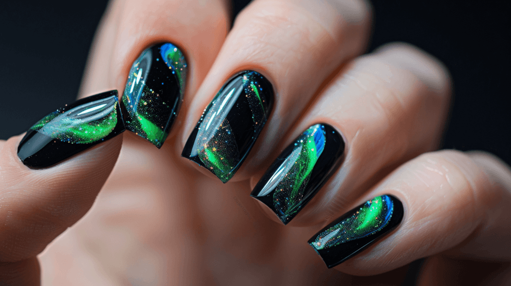 Earthy & Grounded black Nails