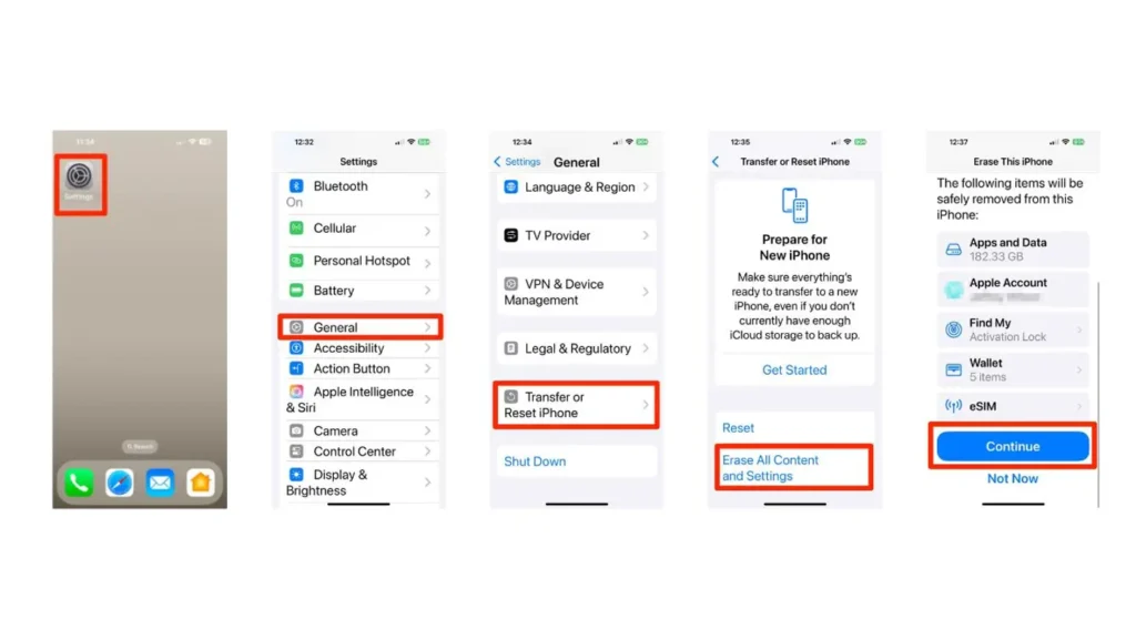 How to factory reset in iPhone