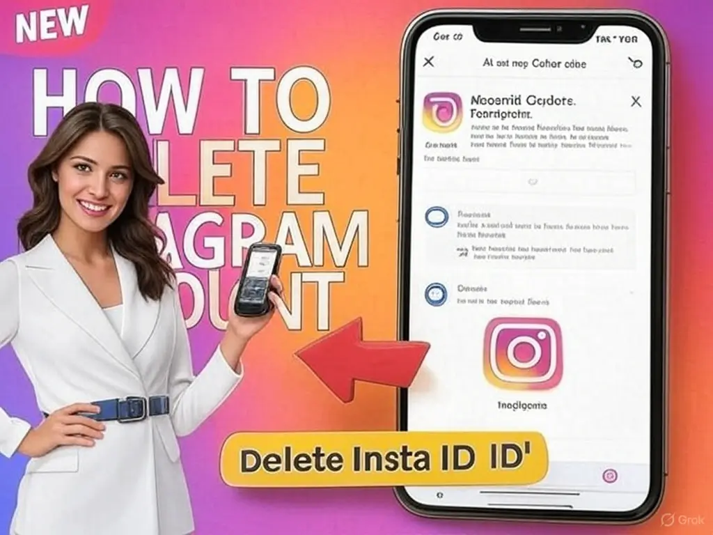 Illustration showing a person breaking chains linked to a social media icon, representing freedom from Instagram.