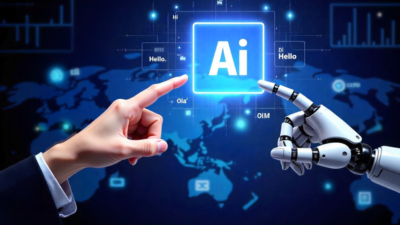 Illustration of AI and human collaboration in localization